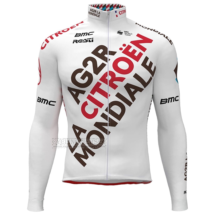 2023 Cycling Jersey Ag2r La Mondiale White Long Sleeve and Bib Short